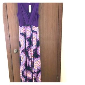 Purple Mandela print maxi dress